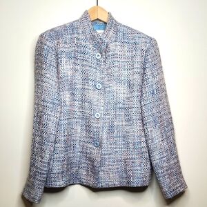 Chadwicks Textured Blazer in Blue and Cream